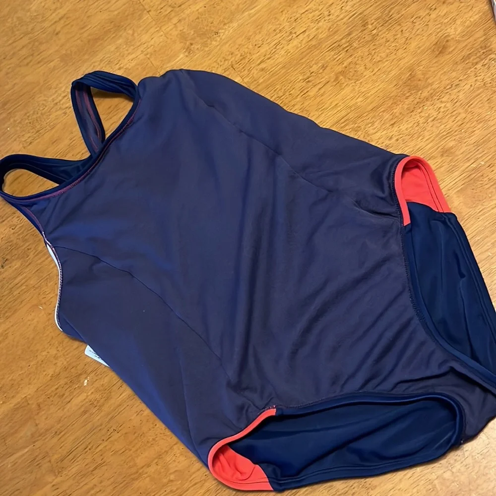 Speedo Infinity Splice One Piece Swimsuit Girls XL Red Blue White Racerback